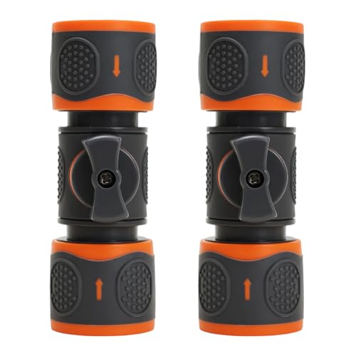 Pack de 2 Conectores Universales para Manguera de Jardín con Grifo - Compatibles 1/2' & 3/4' (12/19mm) - Conexión Estándar Gardena - Cierre Automático para Riego y Limpiadora de Alta Presión