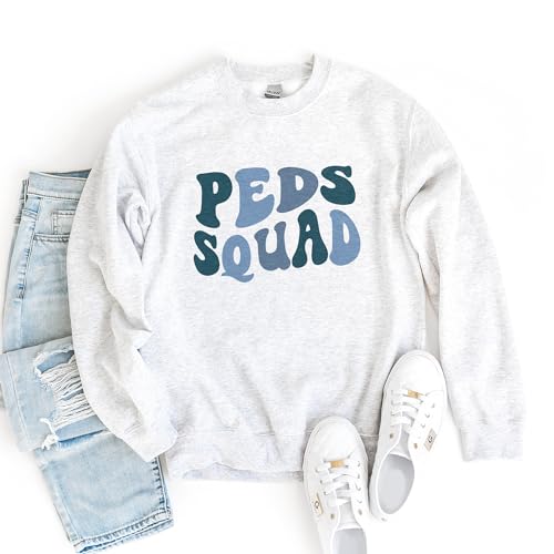 Groovy Blue PEDS Squad Sweatshirt, Pediatric Nurse Gift, Pediatrician Shirt, Pediatrics Department, PICU PACU Staff, Unisex Crewneck Sweatshirt4