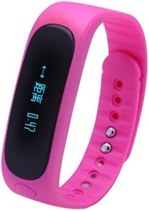 Crelander E02 Smartband Bluetooth Fitness Tracker Wristbands Waterproof Fashion Bracelet with Pedometer Sleep for IOS and Android Phones (pink )