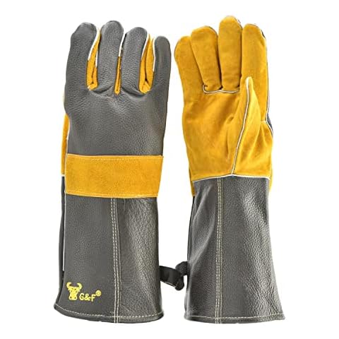 14.5" Premium Leather Grill and Fireplace Gloves Cover