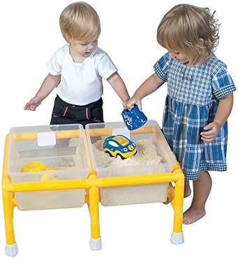 Children's Factory Mini Double Discovery Kids Sensory Table, Toddler Sand & Water Table, Sensory Activities for Kids, Clear-Yellow image 2