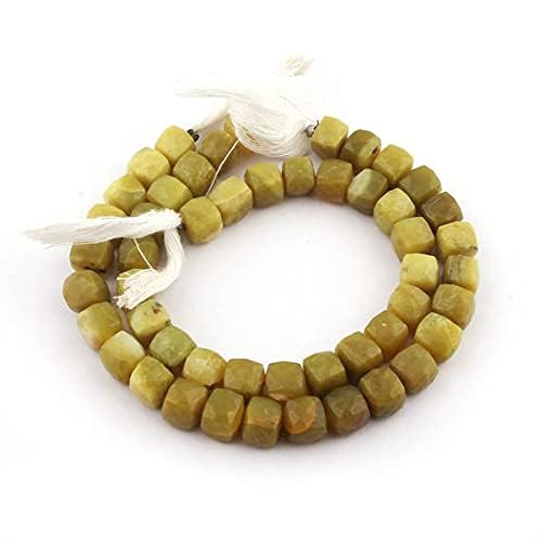 Opale verte facettée perles cube briolette 7mm 8mm fil 8" SB2557 - 3