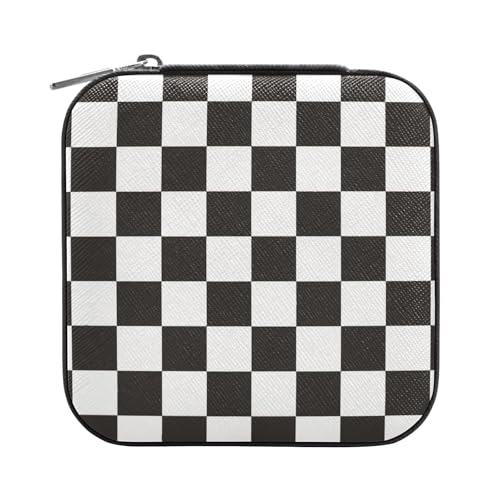 Checkered Black Travel Jewelry Case