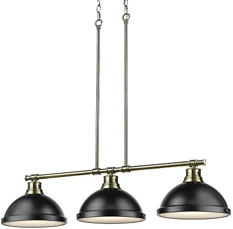 Golden Lighting 3602-3LP AB-BLK Duncan Linear Pendant, Aged Brass