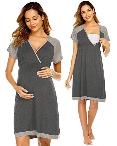 Ekouaer maternity labor delivery nursing nightgown baseball sleep…