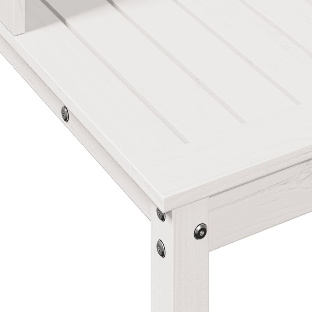 Gecheer Tavolo Invaso con Ripiani,Tavolo da Lavoro per Giardino,Tavolo per Piante in Legno,Banco da Lavoro da Giardino,Tavolo da Esterno,Banco da invasatura,Bianco 82,5x50x109,5 cm Massello Pino