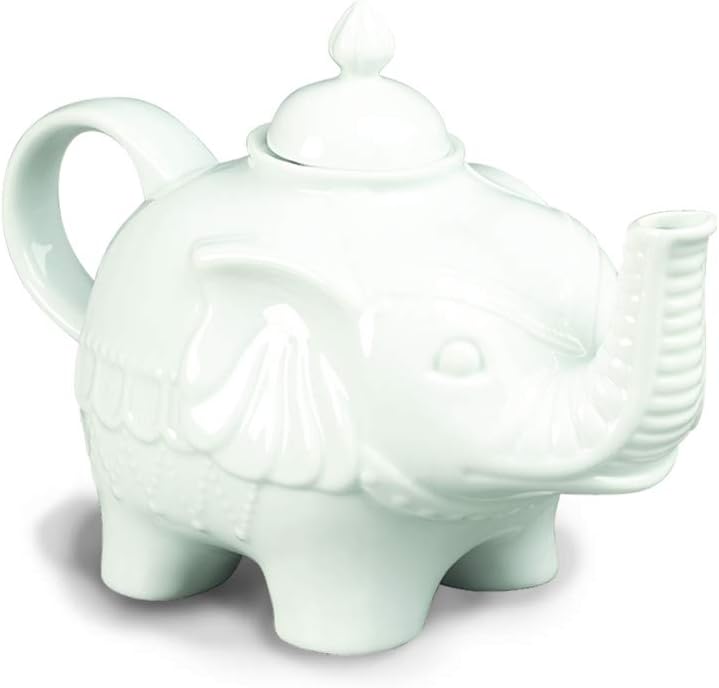 Company Elephant Shaped Teapot, 32 oz, White, 6" H x 6" W x 5" D
