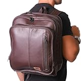 Mochila Couro Legítimo Natural Notebook Executiva Preto Masculina Premium Bisbel 44x33x18cm (MARROM)
