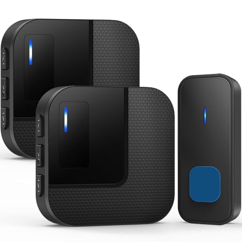 Kabol Wireless Doorbell, Plug in 1000ft Long Range Door Bell Chime, IP65 Waterproof Electric Cordless Door Bell Kits, 55 Melodies, 5 Volume Levels, 1 Battery Operated Button and 2 Receivers