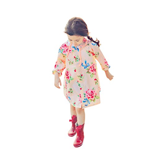 Kids Peony Print Hooded Waterproof Raincoat Rain Coats/Jacket For Girls For Boy #TOP5