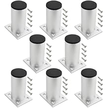 TOVOT 8PCS 3" Round Furniture Legs Aluminium Alloy Couch Legs Heavy-Duty Metal Feet for Furniture Cabinet Sofa Silver