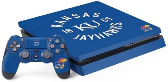 Skinit Decal Gaming Skin Compatible with PS4 Slim Bundle - Officially Licensed University of Kansas Collegiate Text Design