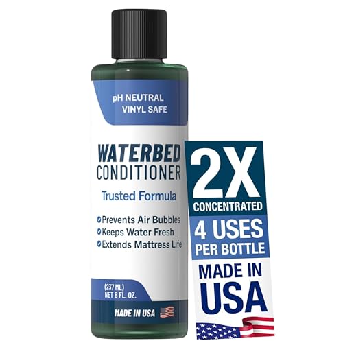2X Concentrated Waterbed Conditioner Made in USA pH Neutral & Vinyl Safe Formula Keeps Water Fresh & Clear Prevents Air Bubbles & Odor Extends the Life of all Waterbed Mattress Types 8 OZ