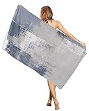 OComster Blue Grey Beach Towel 35"x71", Microfiber Sandproof Beach Towels, Modern Oil Paintging Abstract Art Aesthetics Lightweight Large Oversized Beach Blanket for Adult Travel Camping