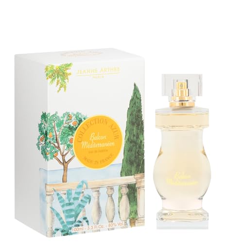 JEANNE ARTHES - Eau de Parfum Femme French Way Of Life - Collection Azur - Balcon Méditerranéen - Fruité & Floral - Cèdre et Pivoine - Fabriqué en France à Grasse - Cadeau femme - 100 m