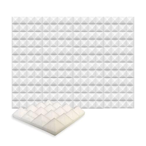 Arrowzoom New 12 Pieces 10x10x2inch Soundproofing Insulation Pyramid Acoustic Wall Foam Padding Studio Foam Tiles AZ1034 Pearl White