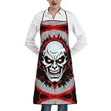 Delantal de chef rojo y negro con diseño de fantasma malvado antiincrustante para cocina, restaurante, hogar, jardín, trabajo, café, restaurante