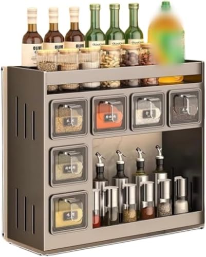 CokBlu調味料棚 壁掛け式調味料収納棚 キッチン収納最適 大容量設計 穴開け不要 防水防錆機能 便利グッズ シンプルデザイン 家庭用 キッチンスパイスラック 組み立て簡単 賃貸・小スペースキッチン対応 密閉調味料ボックス付き?