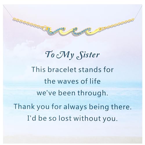 Gifts for Women, Through The Waves of Life, Unique Gifts Idea Bracelets,Birthday Gifts for Mom, Sister, Best Friend, Daughter, Bestie