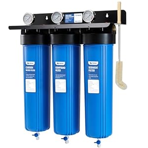 HQUA WF3-01 3-Stage Whole House Water Filtration System, Reduces Heavy Metals (Lead, Mercury, Copper, Nickel, Chromium), Chloramine, Sediment, Odor, and VOC’s