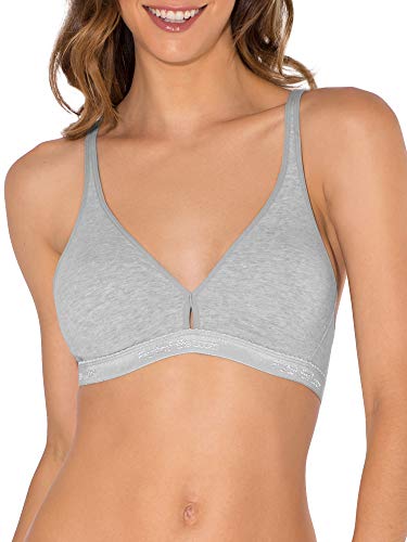 Fruit Of The Loom Women's Wirefree Cotton Bralette, Heather Grey/White, 38A #TOP1