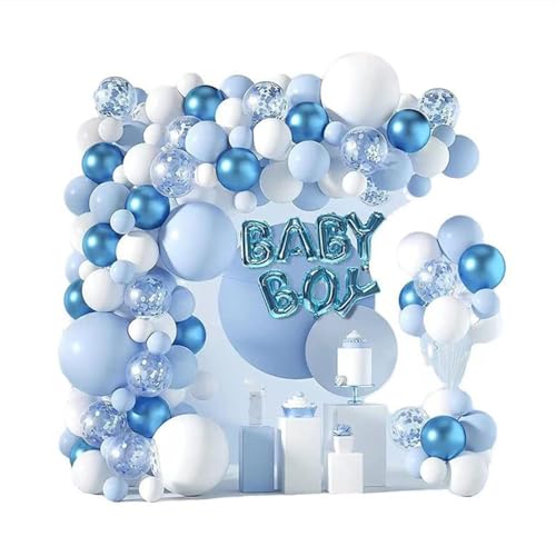 YEDJFFIYO Kit de arco de globos azules, 114 guirnaldas de globos azules para cumpleaños, graduación, boda