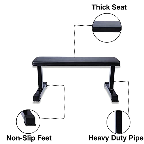 BODYFIT Home Gym Set Combo Kit, Gym Strength Training, (16-100 Kg), 3Ft Curl, 5Ft Plain Rod, Flat Bench-Black, 2X14'' Dumbbell Rods Weight Plates, Fitness Exercise Set. (100 Kg Weight Plates)