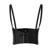 Scarlet Darkness Women Renaissance Faux Leather Wide Waist Belt Gothic Cincher Corset Black M