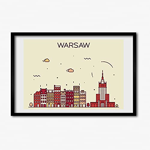 Cadre photo 60x40 cm avec affiche de Varsovie Pologne Tulup en bois MDF