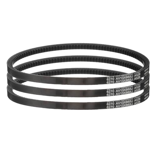Image of uxcell 3 Pcs AX26 EPDM V-Belt, Raw Edge Cogged Industrial Rubber V Belt 1 /2 inch Width x 26 inch Inside Circumference