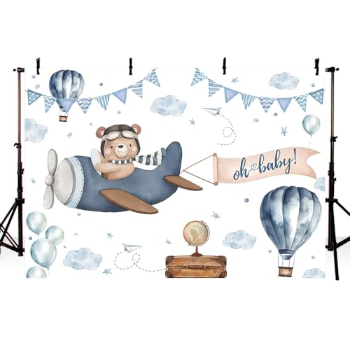 Fondo Fotográfico Baby Shower Oso Azul 7x5ft miniatura 4