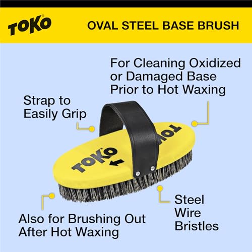 TOKO Ski Snowboard Oval Waxing Brush 25mm Steel Wire Bush with Hand Strap - Thumbnail 2