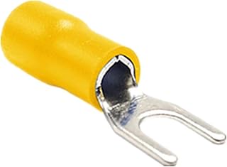 100Pcs SV1.25-3 Insulated Fork Spade Wire Connector Electrical Crimp Terminal 22-16AWG U-Type (Yellow)