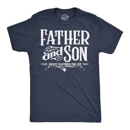 Funny Dad Shirt – Father and Son Hockey Partners for Life Graphic – Soft Cotton Blend T-Shirt for Men – Matching Novelty Tee for Fathers Day Sports Fans or Weekend Chillwear - Navy XL