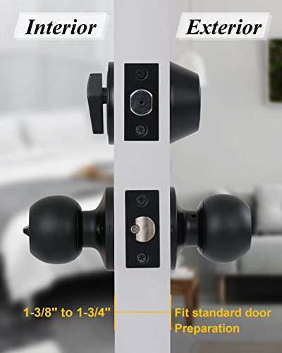 (4 Sets) All Keyed Same Entry Knobs&Single Cylinder Deadbolt For Exterior Front Doors, Matte Black Finish Entry Door Lock With Same Keys By Lanwandeng #TOP4