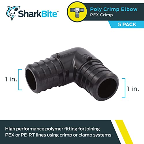 SharkBite 1 Inch Poly Crimp 90 Degree Elbow, Pack of 5, PEX Pipe, PE-RT, UP260A5 by SharkBite - Image 2