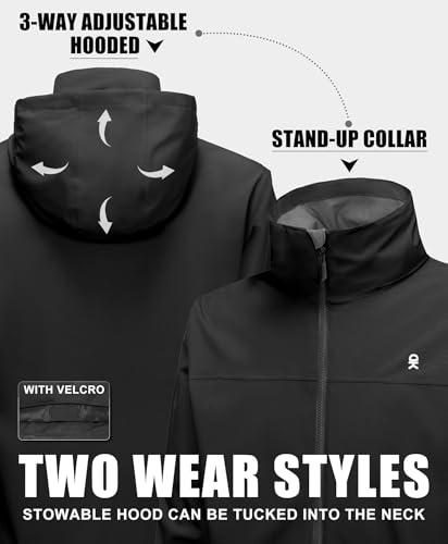 Image of Little Donkey Andy Mens Waterproof Rain Jacket Lightweight Windbreaker Hooded Jacket Packable Raincoat for Outdoor Hiking