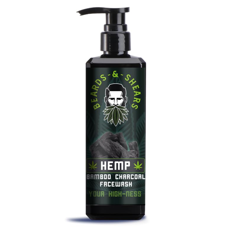 Beards & Shears Hemp Bamboo Charcoal Facewash 200ml -Revolutionary Hemp-Infused Face Wash with Ayurvedic Goodness And Activated Charcoal