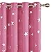 Deconovo Blackout Solid Thermal Insulated Grommet Top Curtains for Kids Room with Silver Star Print 52 by 84 Inch Pink 1 Pair