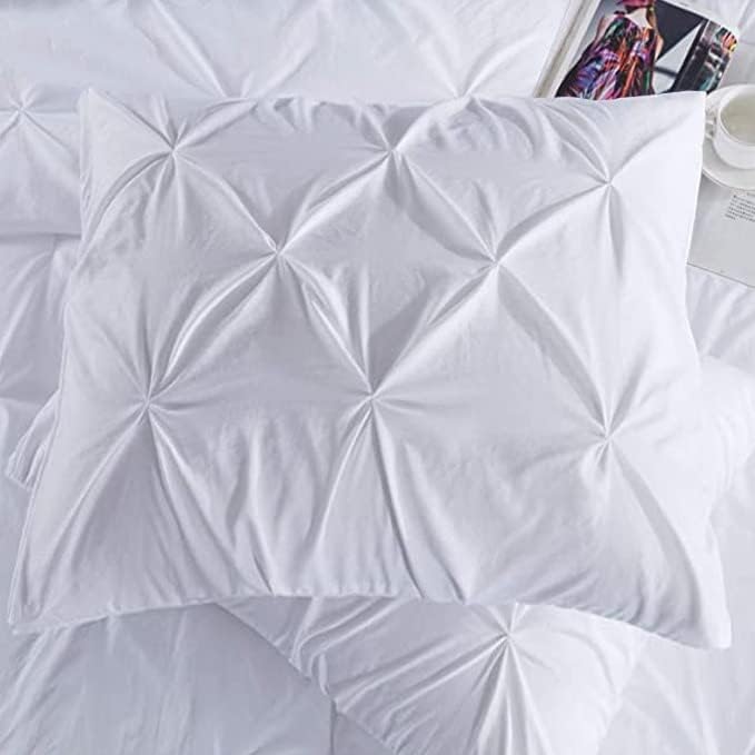 Miniatura 3 de Hermoso edredón plisado, 800 hilos, 100% algodón egipcio, juego de edredón de 3 piezas, tamaño Super King, color blanco