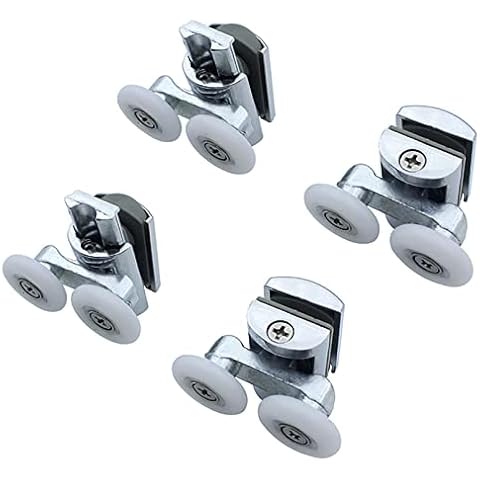 KEABATH 4pcs Shower Door Rollers Shower Glass Door Roller, Shower Twin Wheels Runner Pulleys, Solid zinc Alloy 23mm Diameter Wheels for Shower Enclosure, Shower Room, Shower Screen Parts Replacement Cover