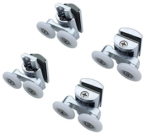 KEABATH Lot de 4 roulettes doubles en alliage de zinc massif de 23 mm de diamètre pour cabine de douche, salle de douche, écran de douche