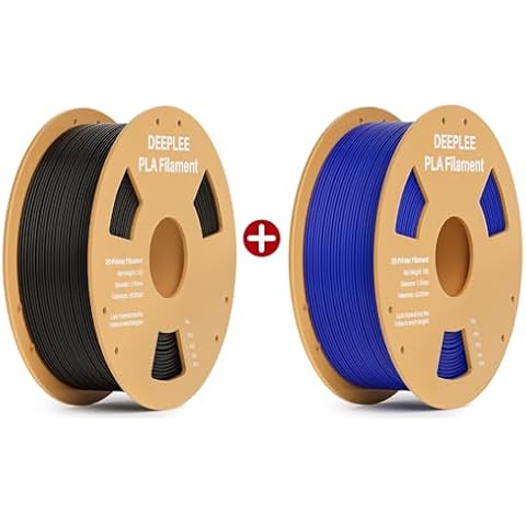 DEEPLEE PLA 1.75mm 3D Printer Filament, 1KG Black & 1KG Blue Cover
