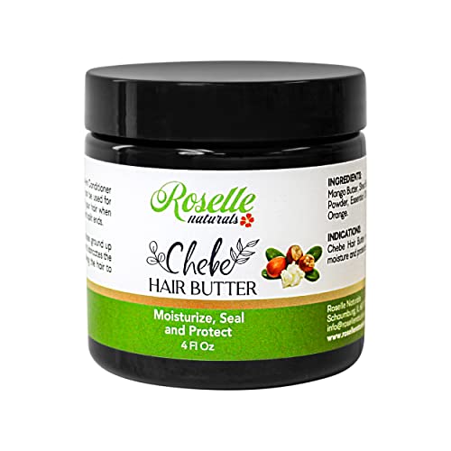 Roselle Naturals Chebe Hair Butter for Hair Growth - Moisturize Seal and Protect Natural Hair with Chebe Powder Organic and Natural Butters 4 Fl Oz