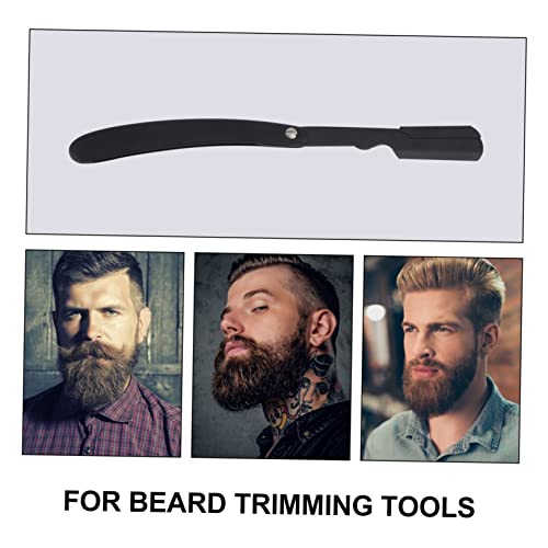 Fomiyes Engraved Razor Holder Portable Shaver Men Razor Tool Stand Folding Shaver Razor Folding Razor Stainless Steel Folding Razor Moustache Razor Beard Trimmer Holder Man Abs Blade Black #TOP2