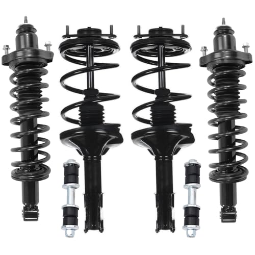 Image of Detroit Axle - FWD 6pc Suspension Kit for 2002-2007 Mitsubishi Lancer 4 Front Rear Ready Struts with Coil Spring 2 Front Sway Bar Links 2003 2004 2005 2006 Replacement