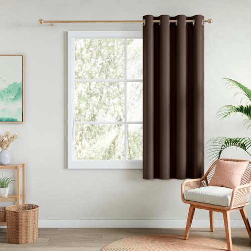 Image of Rivermoor Blackout Curtains Set of 1 | Solid Window Curtain for Living Room & Bedroom | Coffee | 80% Room Darkening | 250 GSM | Acrylic Eyelet | 114 x 152 cm