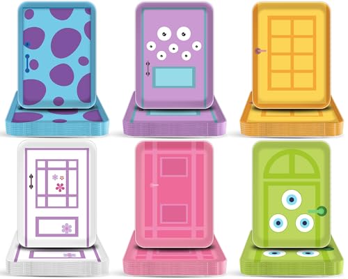 48 Pcs Monster Birthday Party Rectangular Plates Funny Monster Door Disposable Plates Cartoon Door Theme Tableware Colorful Cartoon Paper Dinnerware for Baby Shower Birthday Party Decorations Supplies