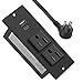 Conference Recessed Power Strip with USB C,Furniture Recessed Outlet,Table Power Strip with 2 Outlets,2 USB Ports,Flush Mount Power Strip for Side Table, End Table,6ft Cable with Flat Plug(Black)