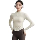 [Karsaer] ヨガウェア トップス 長袖 tシャツ レディース スポーツウェア 体形カバー ハイネック ハーフジップ ピラティス ランニング フィットネス トレーニング 速乾 A0089